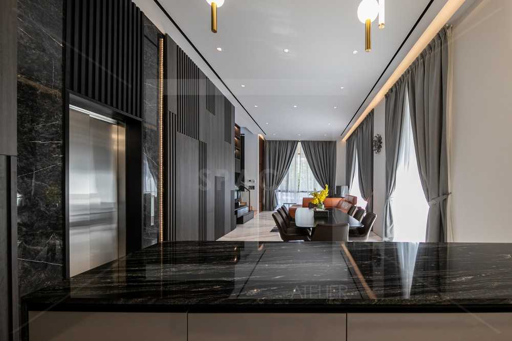Contemporary Living Room with TV Console and Ceiling Light