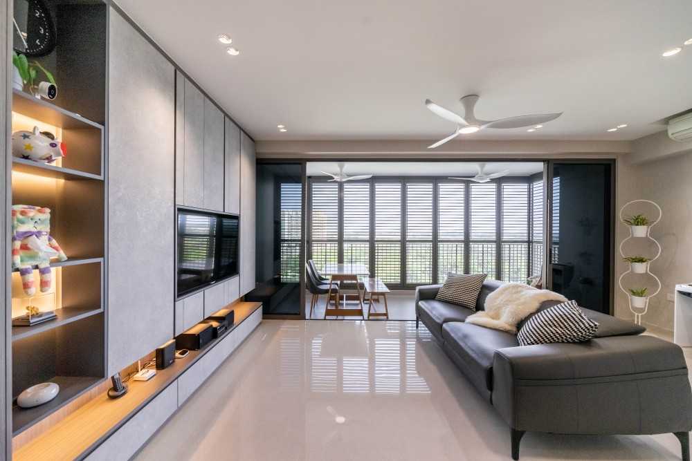 Modern Living Room with TV Console and Feature Wall