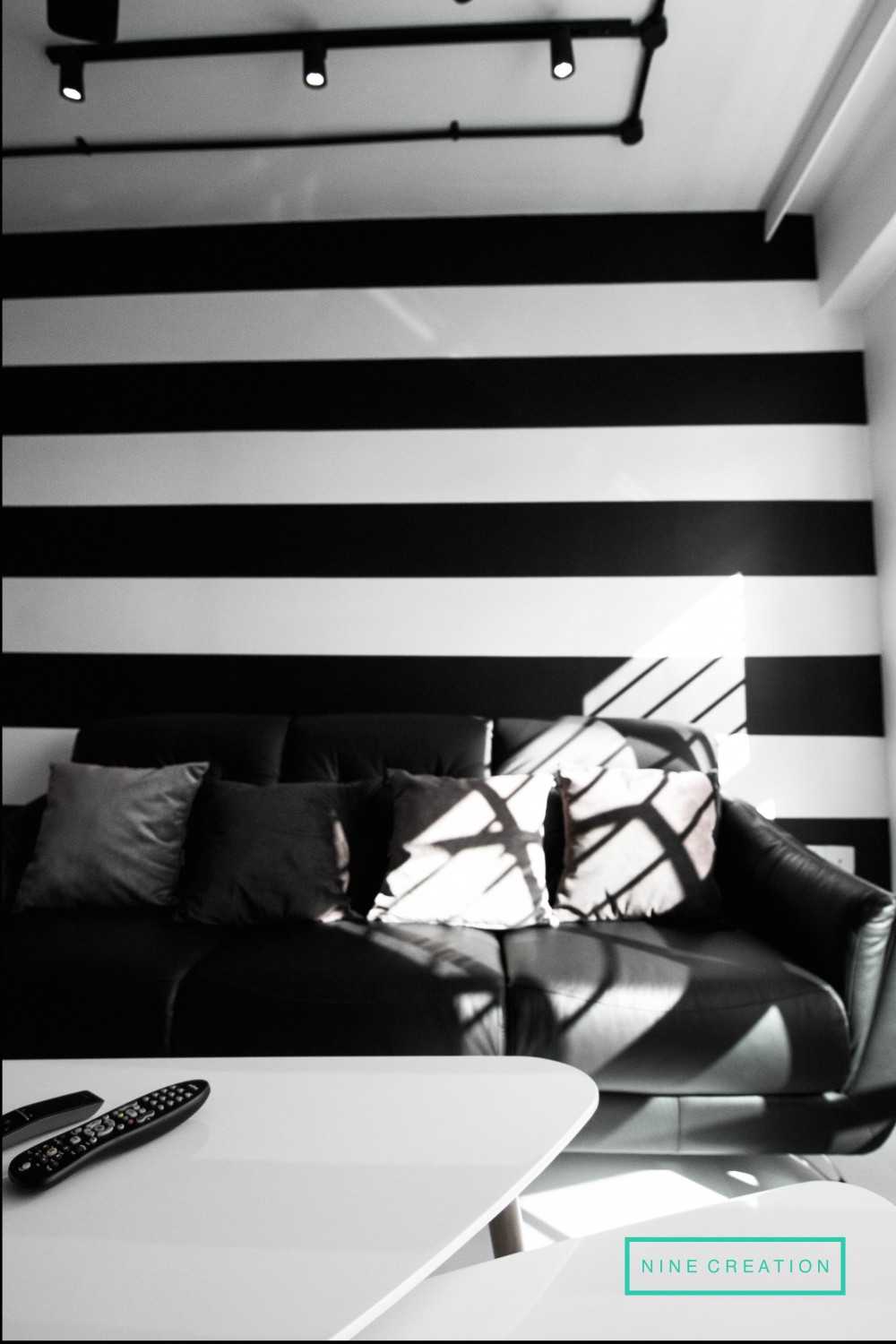 Modern Living Room with Sofa and Ottoman