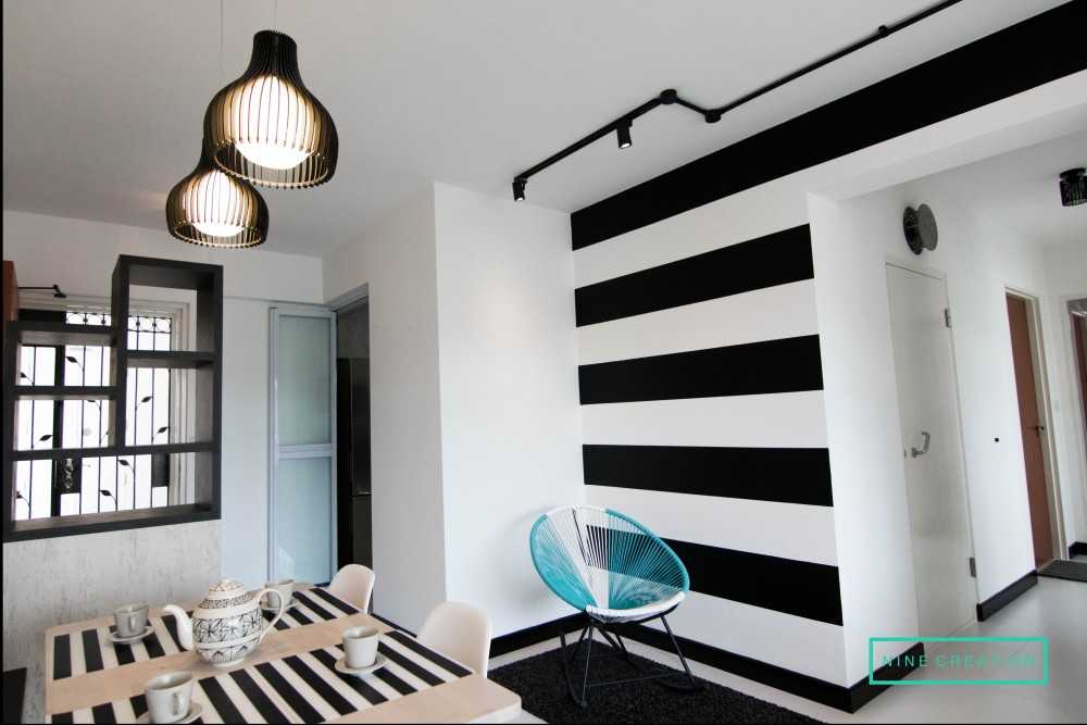 Modern Dining Room with Drop Light and Dining Table