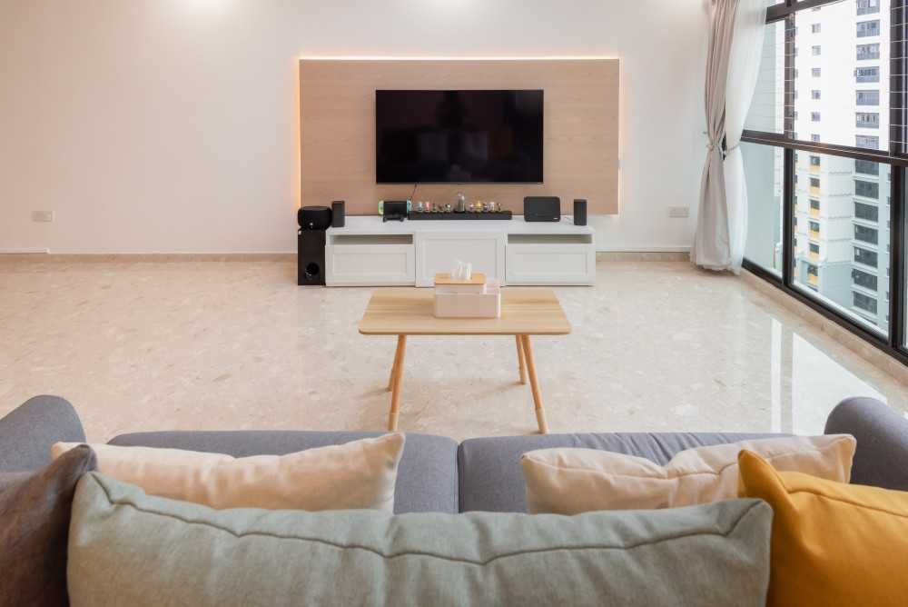Scandinavian Living Room with TV Console and Sofa