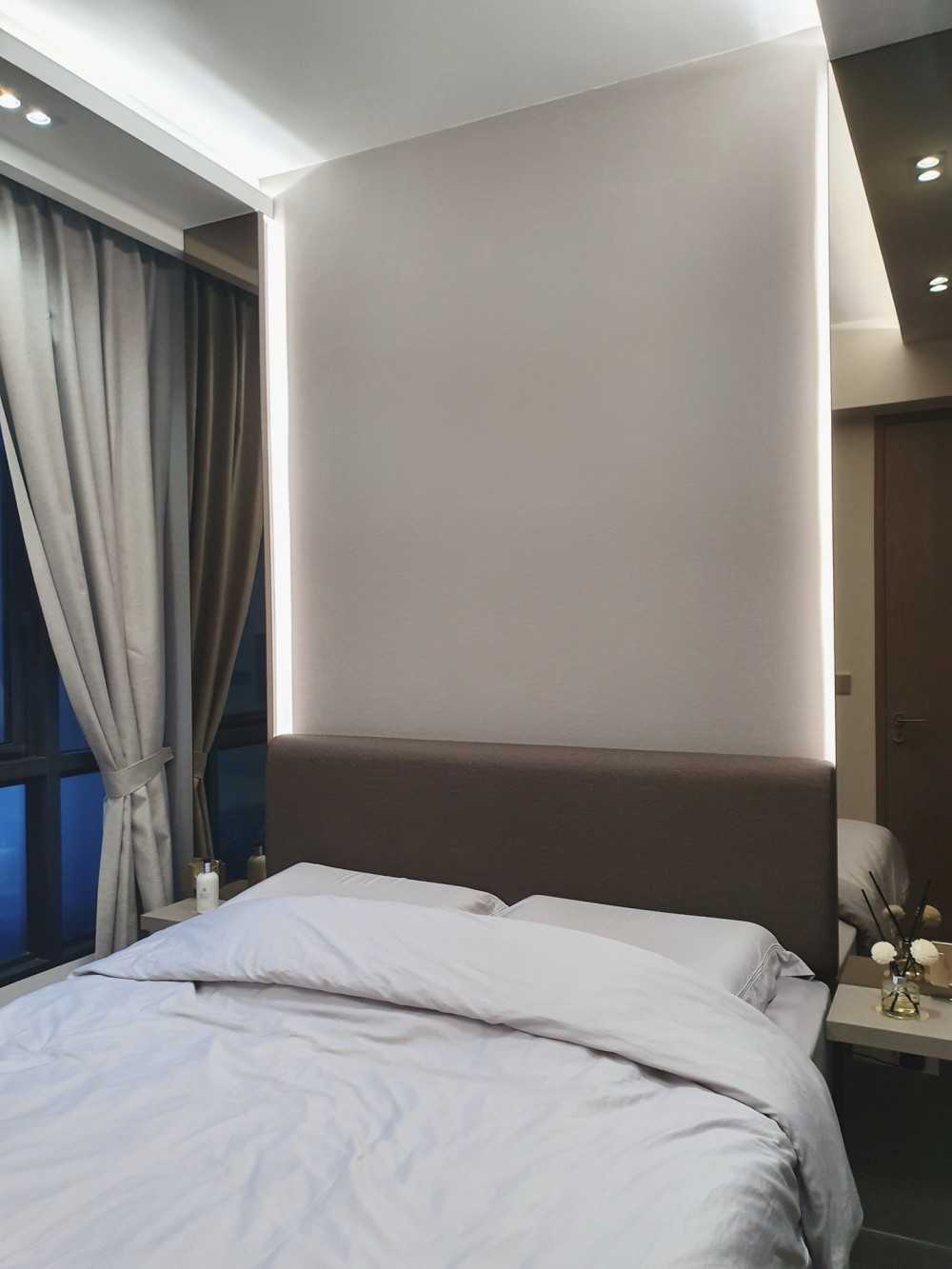 Contemporary Bedroom with Platform Bed and Cove Lighting