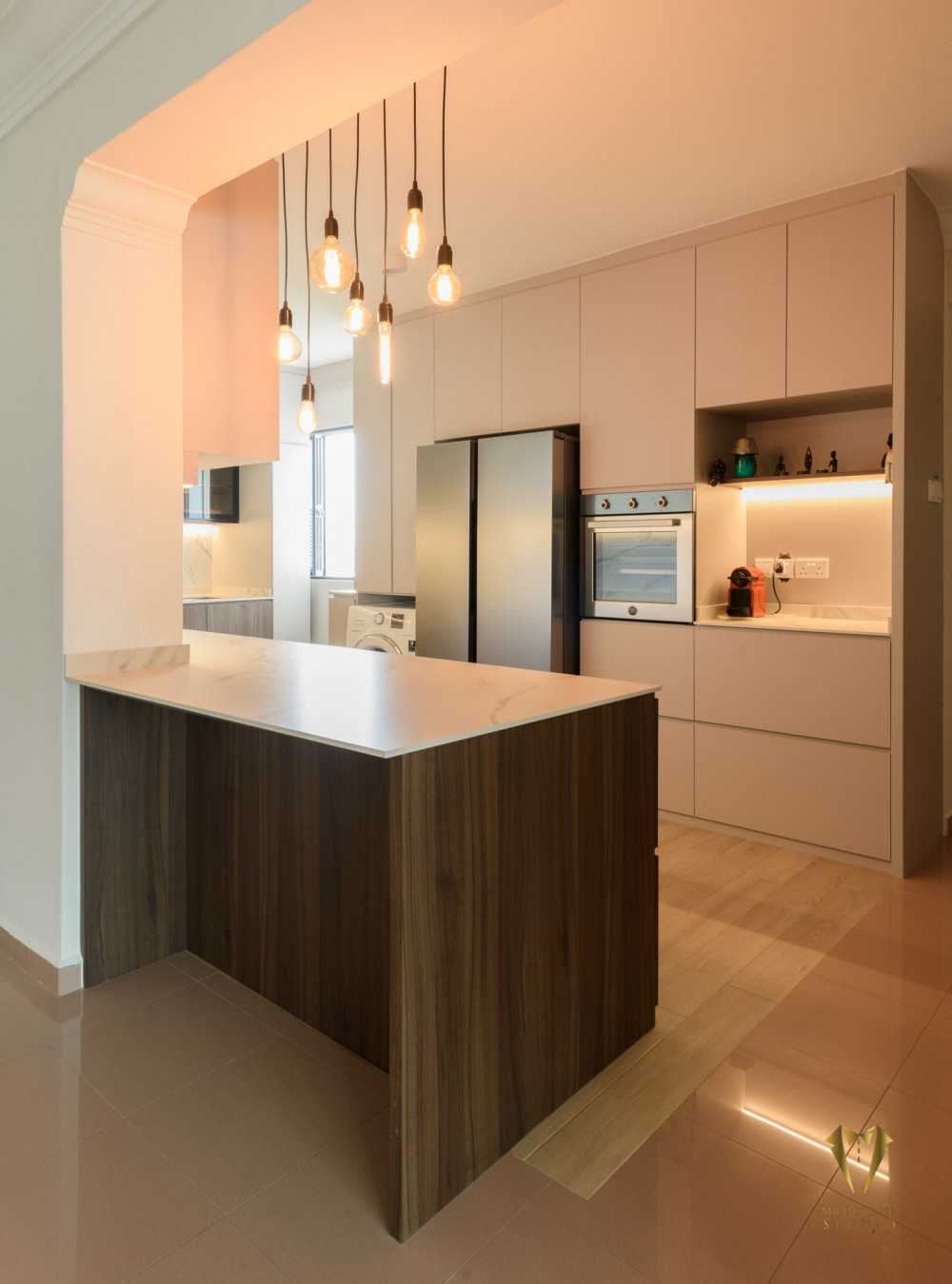 Contemporary Dining Room with Cove Lighting and Chandelier