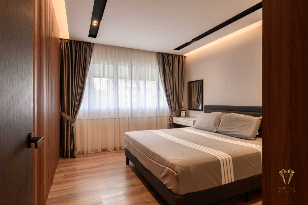 Contemporary Bedroom with Platform Bed and Vinyl Flooring