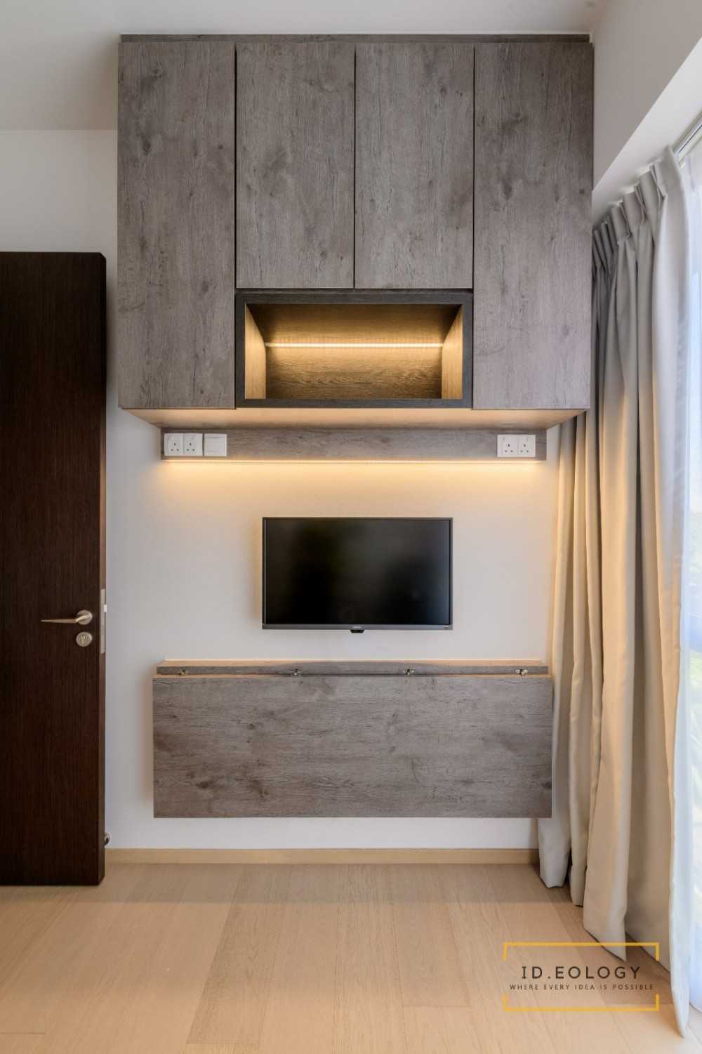 Contemporary Study with Ceiling Light and Chandelier