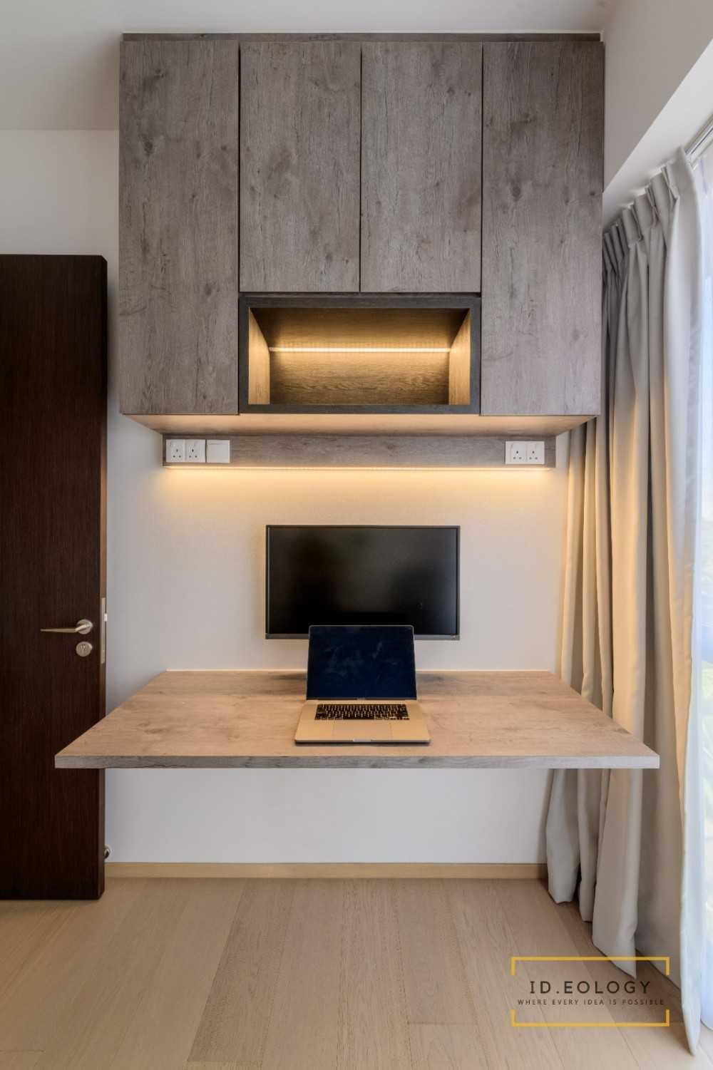 Contemporary Study with Ceiling Light and Chandelier