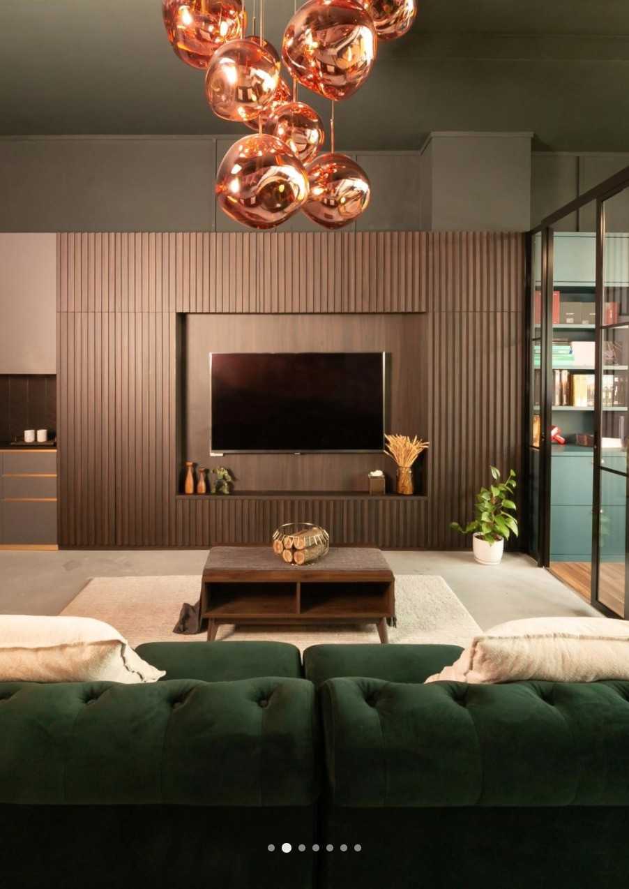 Contemporary Office with TV Console and Panelling
