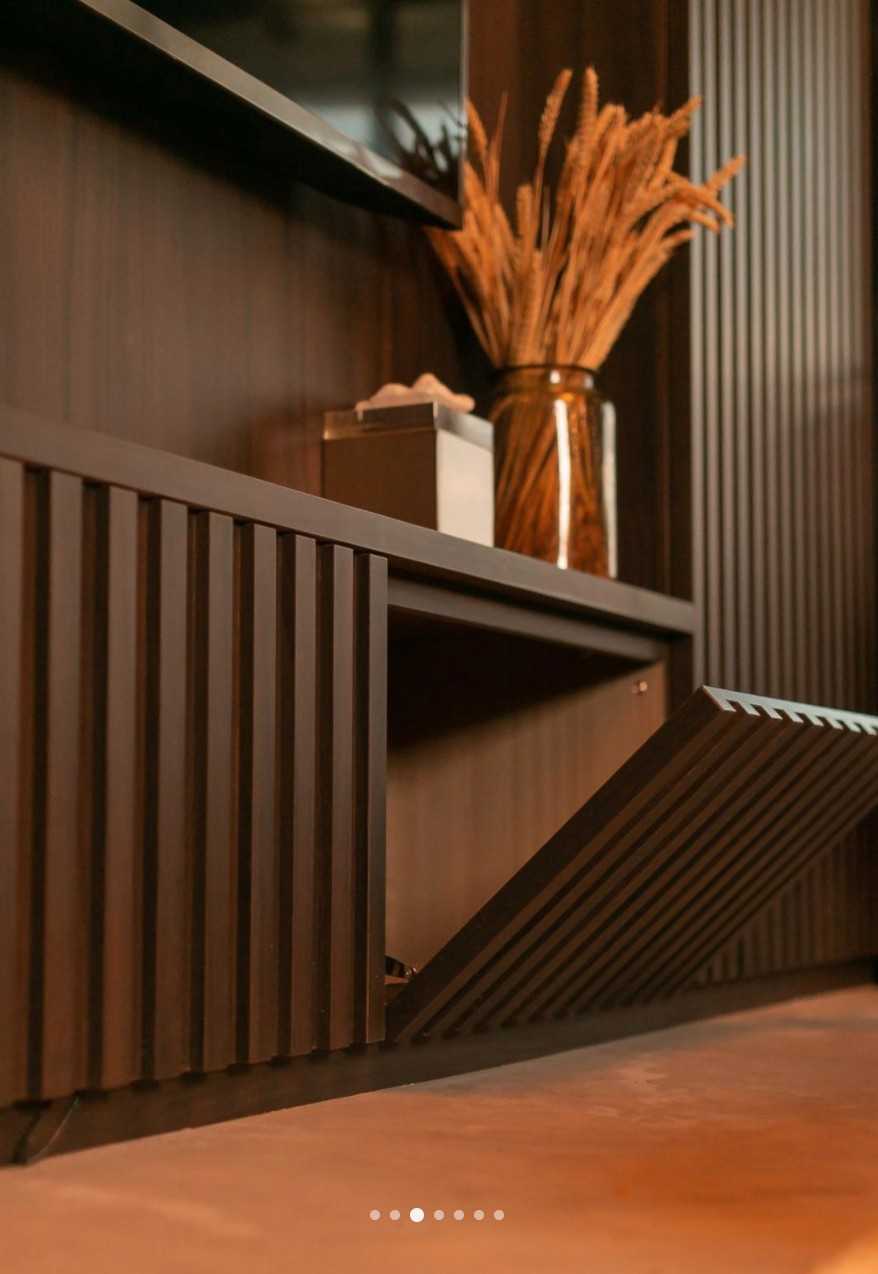 Contemporary Office with TV Console and Storage Cabinets