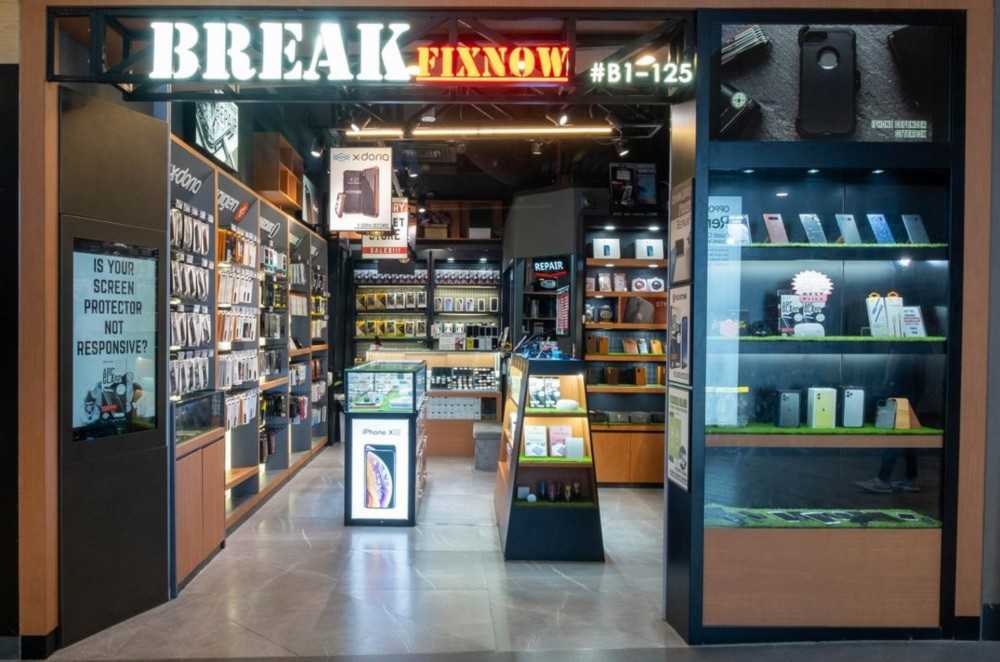 Modern Shopfront with Shelving Units and Open Storage