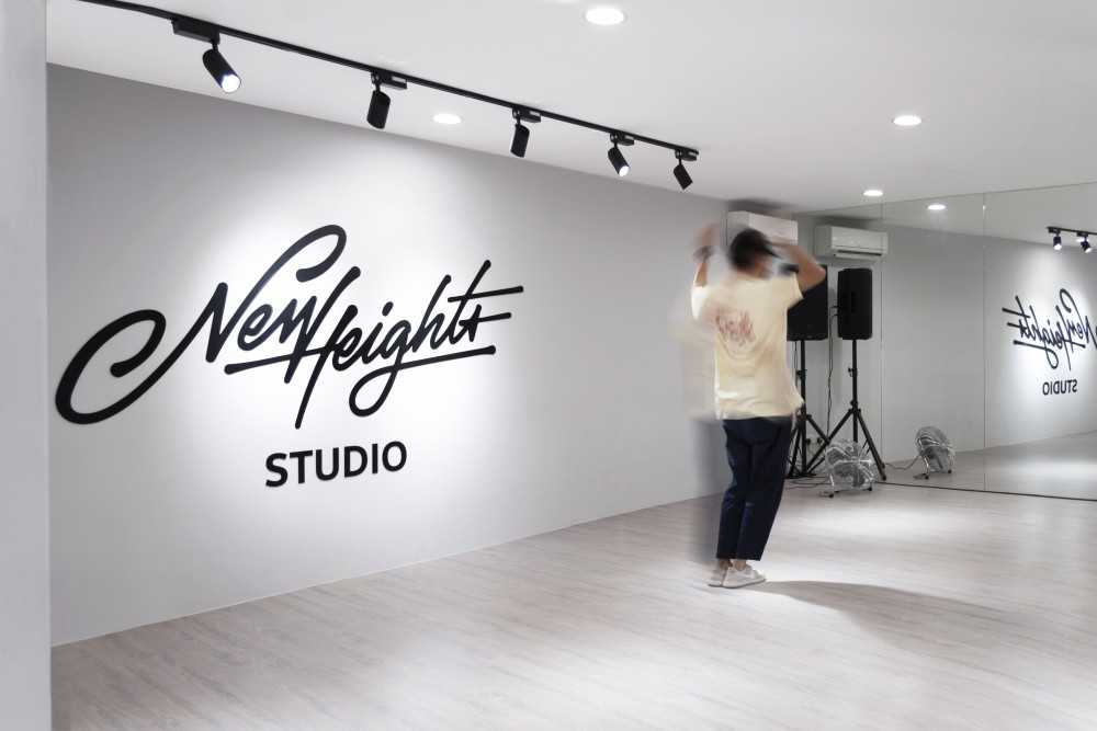 Contemporary Studio with Vinyl Flooring and Feature Wall