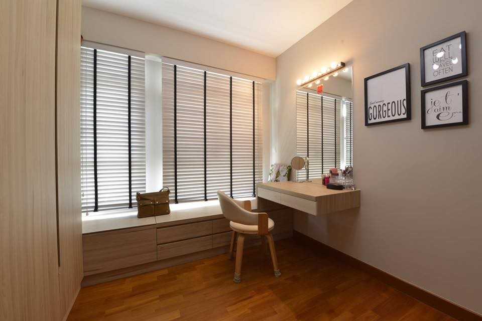 Scandinavian Bedroom with Settee and Vinyl Flooring