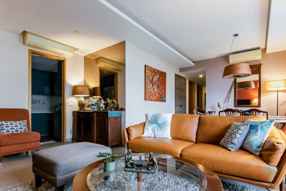 Country Living Room with Marble Floor and Sofa