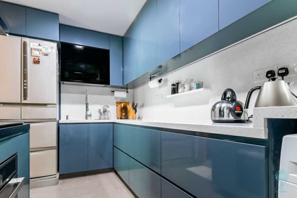 Country Kitchen with Countertop and Cupboard
