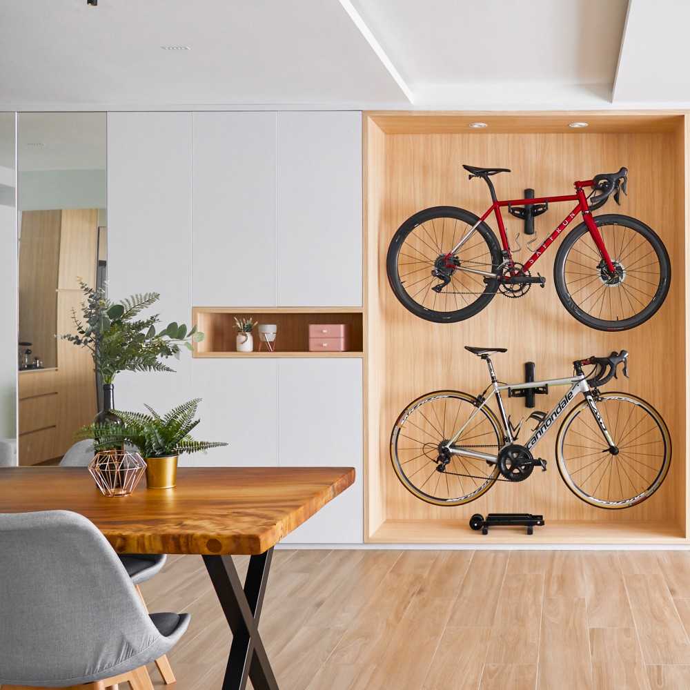 Scandinavian Living Room with Feature Wall and Small Storage