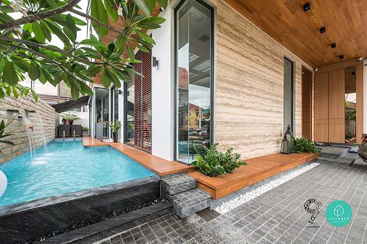 Eclectic Outdoor with Canopy and Metal Gate