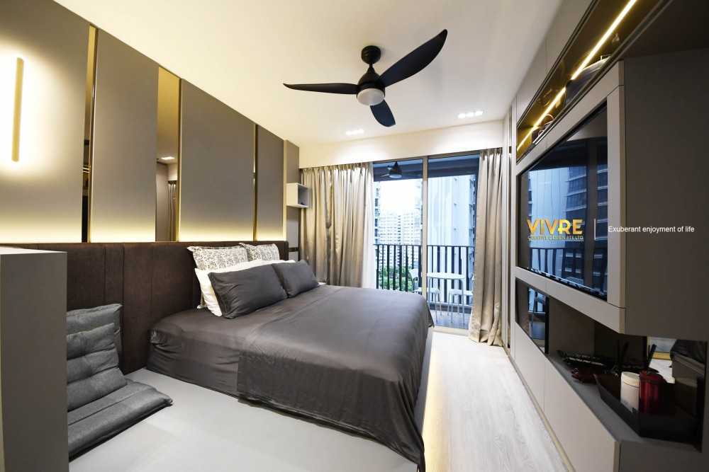 Modern Bedroom with Bookshelf and Platform Bed