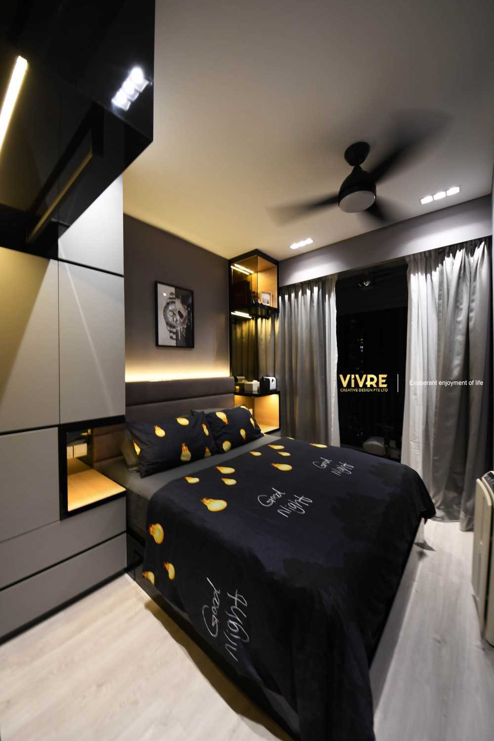 Modern Bedroom with Bookshelf and Wardrobe