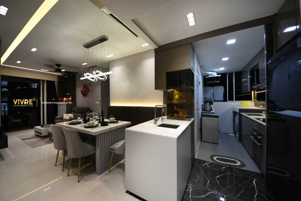 Modern Dining Room with Cove Lighting and Drop Ceiling