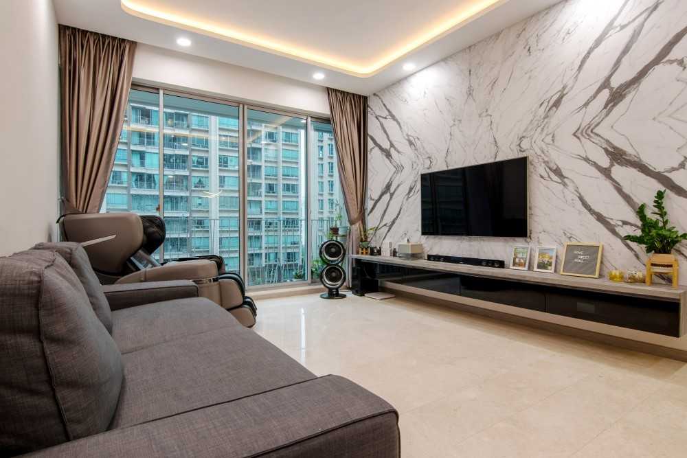 Modern Living Room with TV Console and Feature Wall