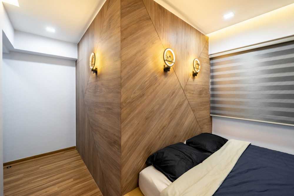 Contemporary Bedroom with Platform Bed and Vinyl Flooring