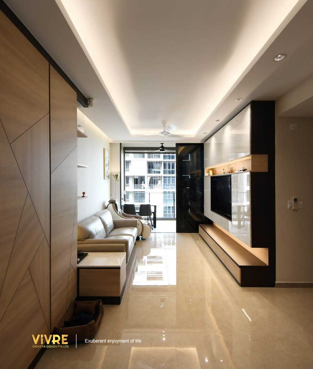 Modern Living Room with Bookshelf and TV Console