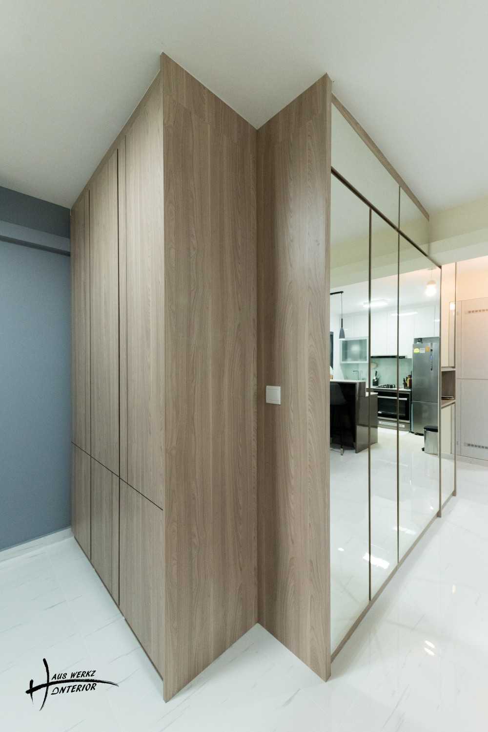 Modern Entryway with Mirror and Small Storage