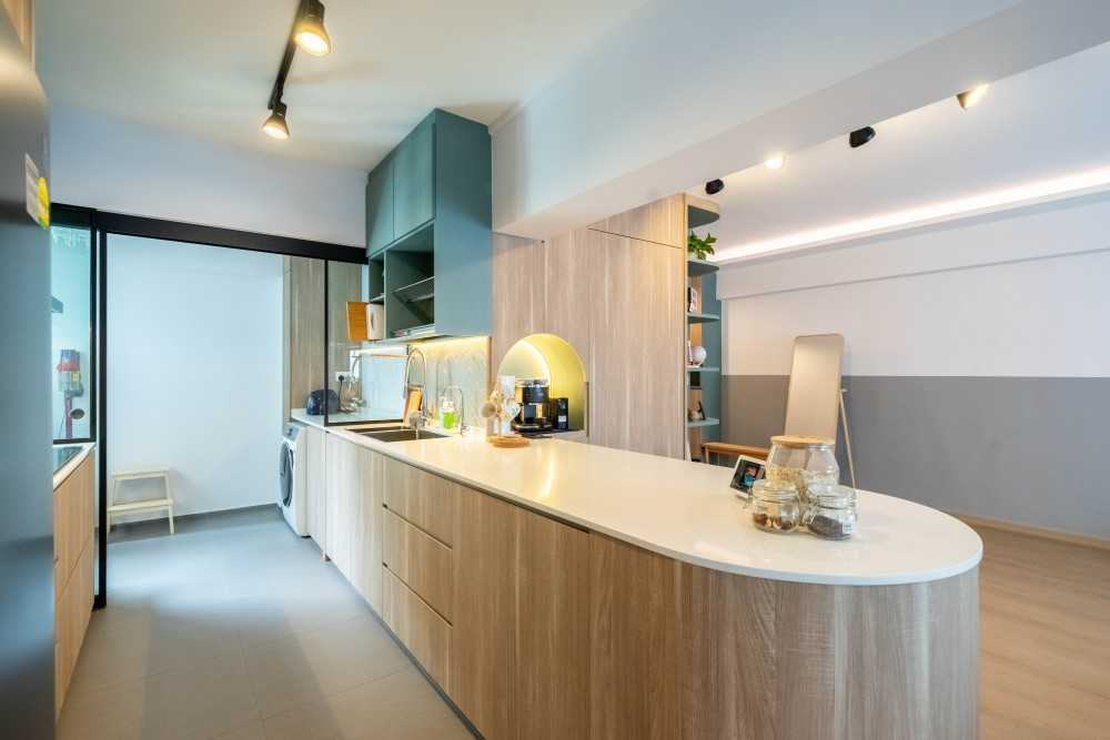 Scandinavian Kitchen with Kitchen Window and Kitchen Island