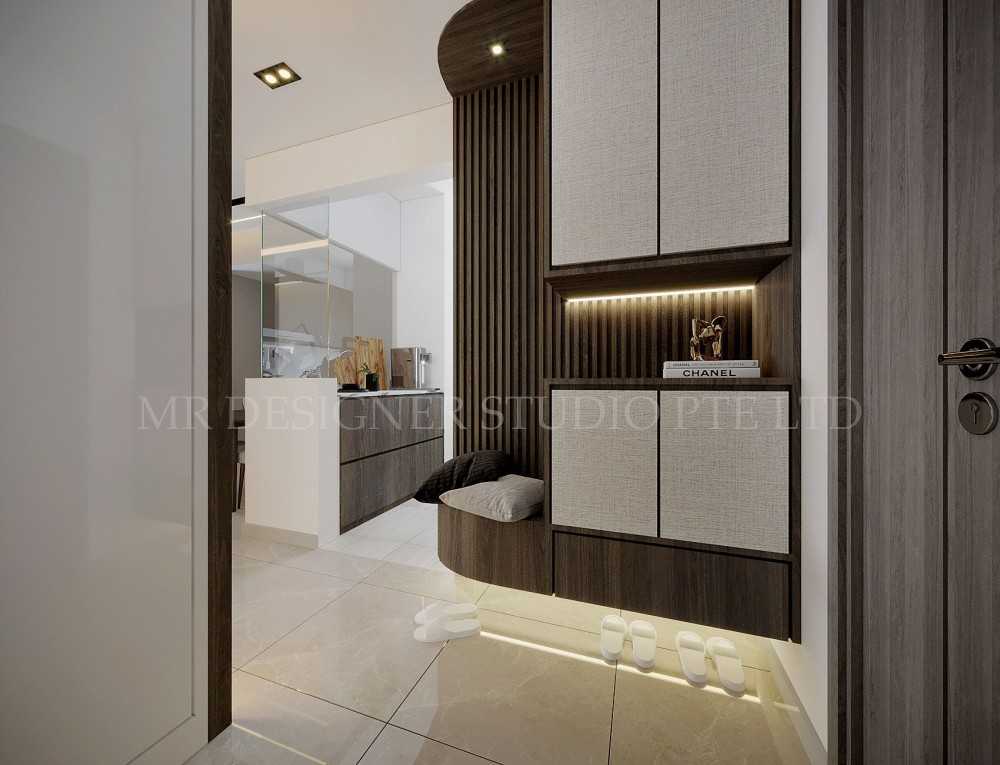 Contemporary Entryway with Seating Bench and Console Table