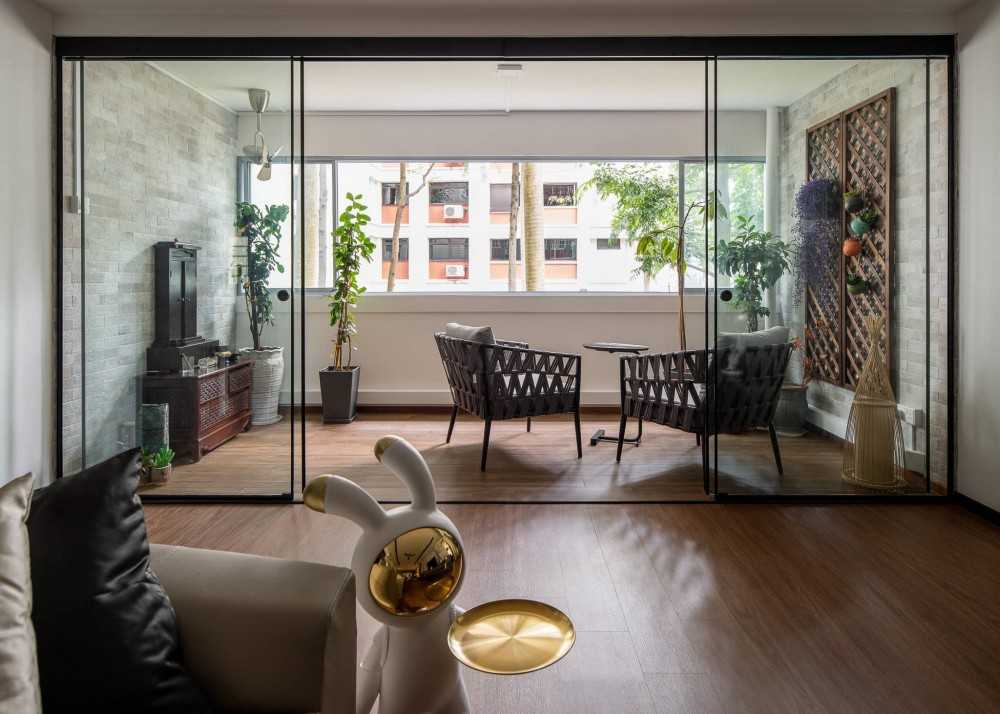 Contemporary Living Room with Vinyl Flooring and Wood Flooring