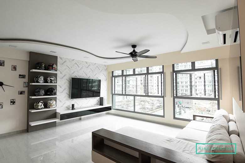 Modern Living Room with TV Console and Feature Wall