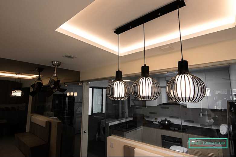 Modern Dining Room with Downlights and Dining Table
