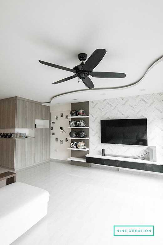 Modern Living Room with Bookshelf and Settee