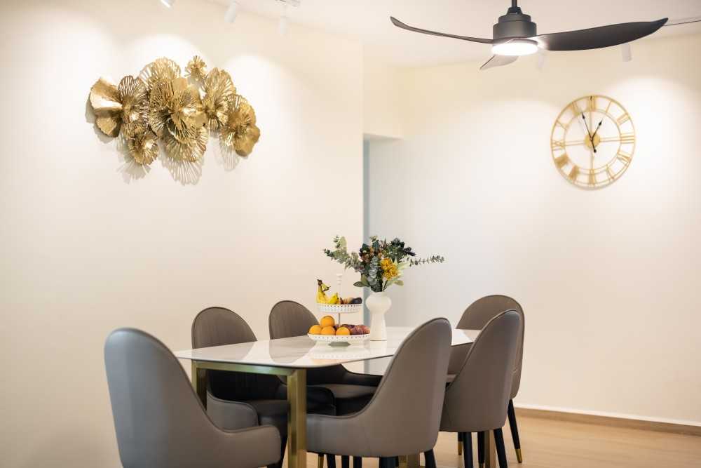 Modern Dining Room with Ceiling Light and Dining Table