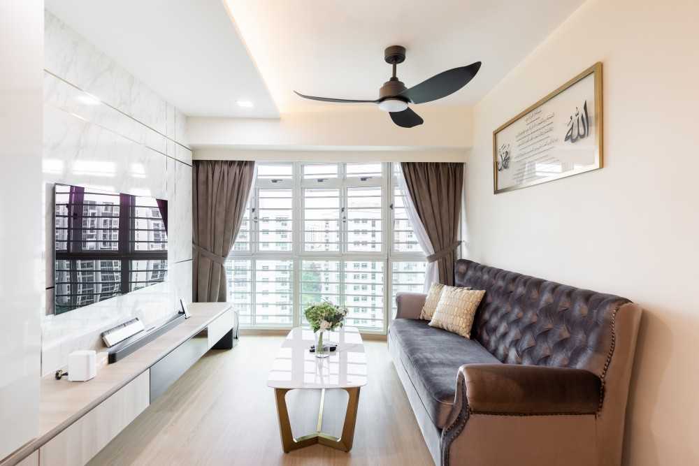 Modern Living Room with TV Console and Feature Wall
