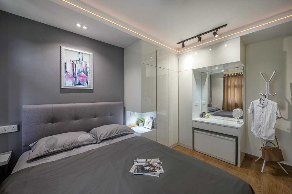 Contemporary Bedroom with Closet and Bedside Table