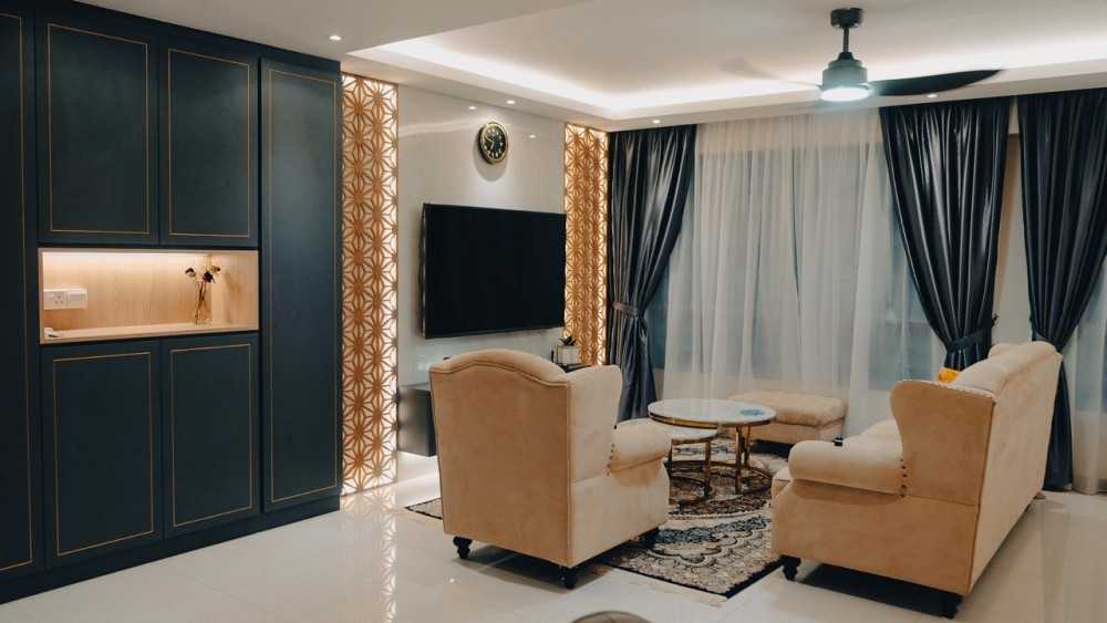 Modern Living Room with TV Console and Feature Wall