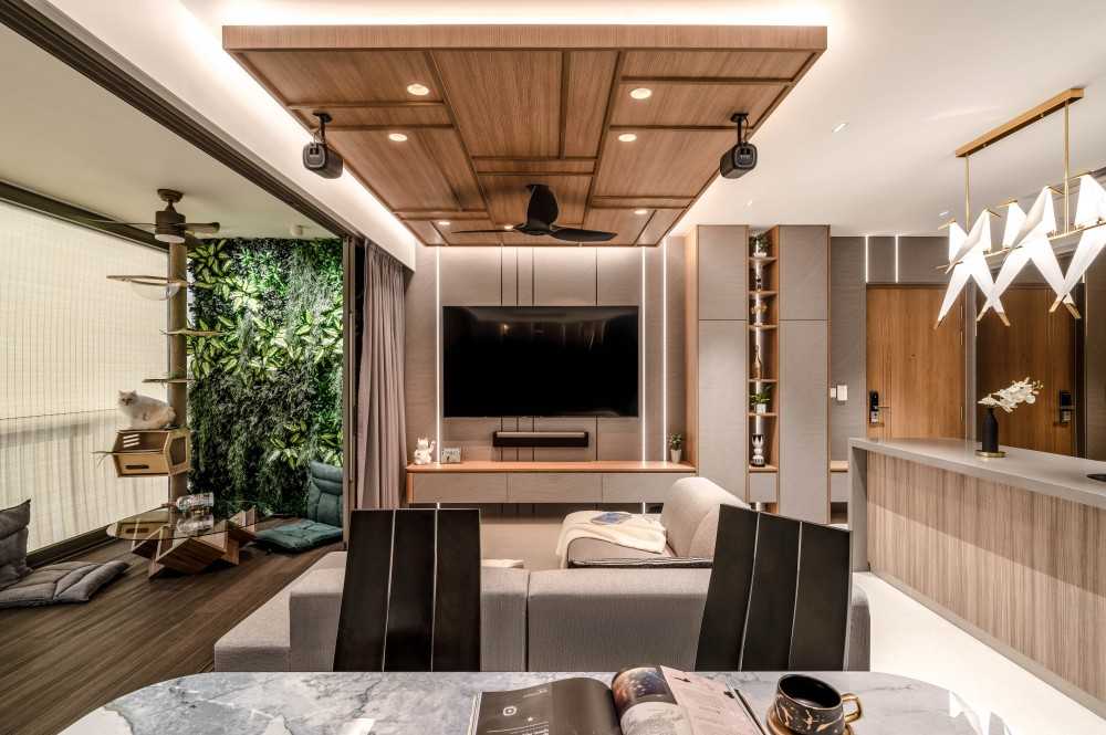 Contemporary Living Room with TV Console and Sofa