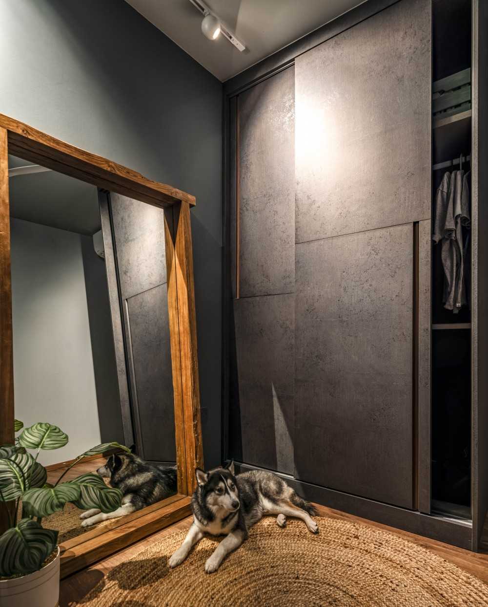 Modern Walk-in Wardrobe with Mirror and Wardrobe