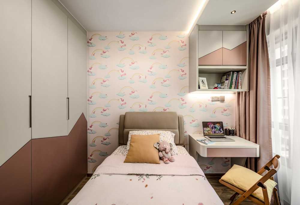 Contemporary Kids Room with Bookshelf and Children's Storage