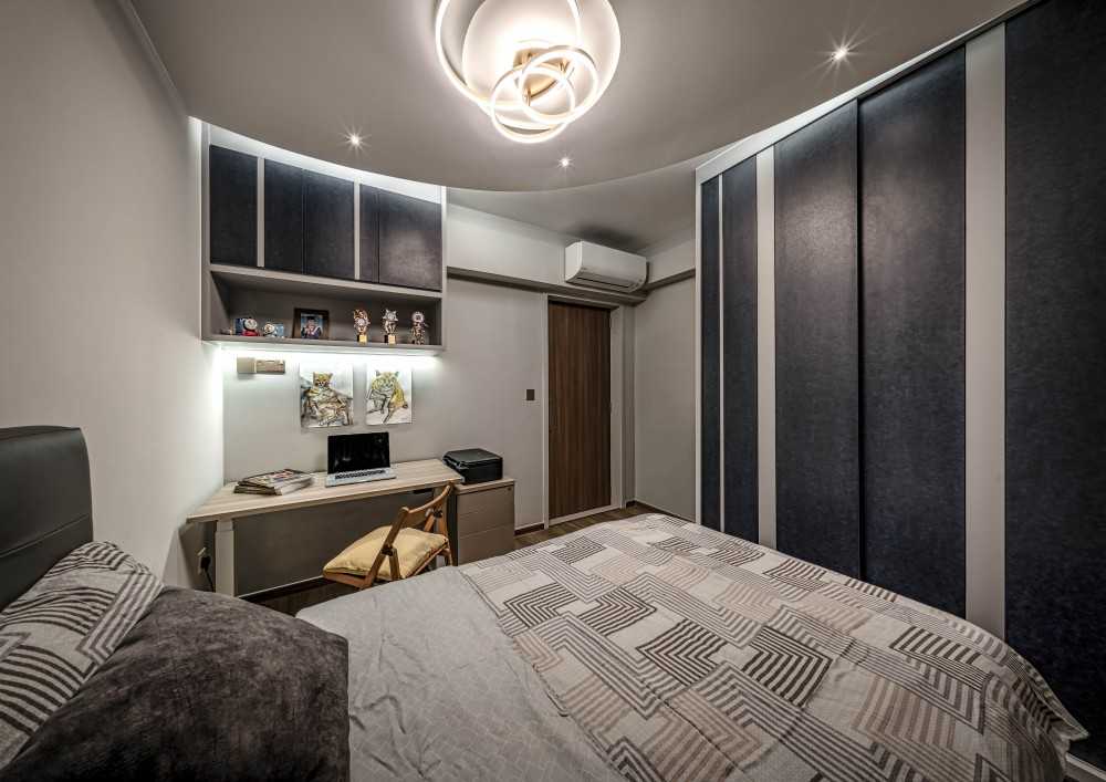 Contemporary Bedroom with Closet and Desk