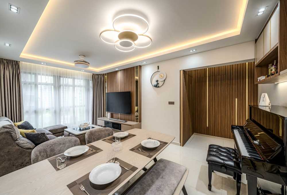 Contemporary Living Room with TV Console and Coffee Table