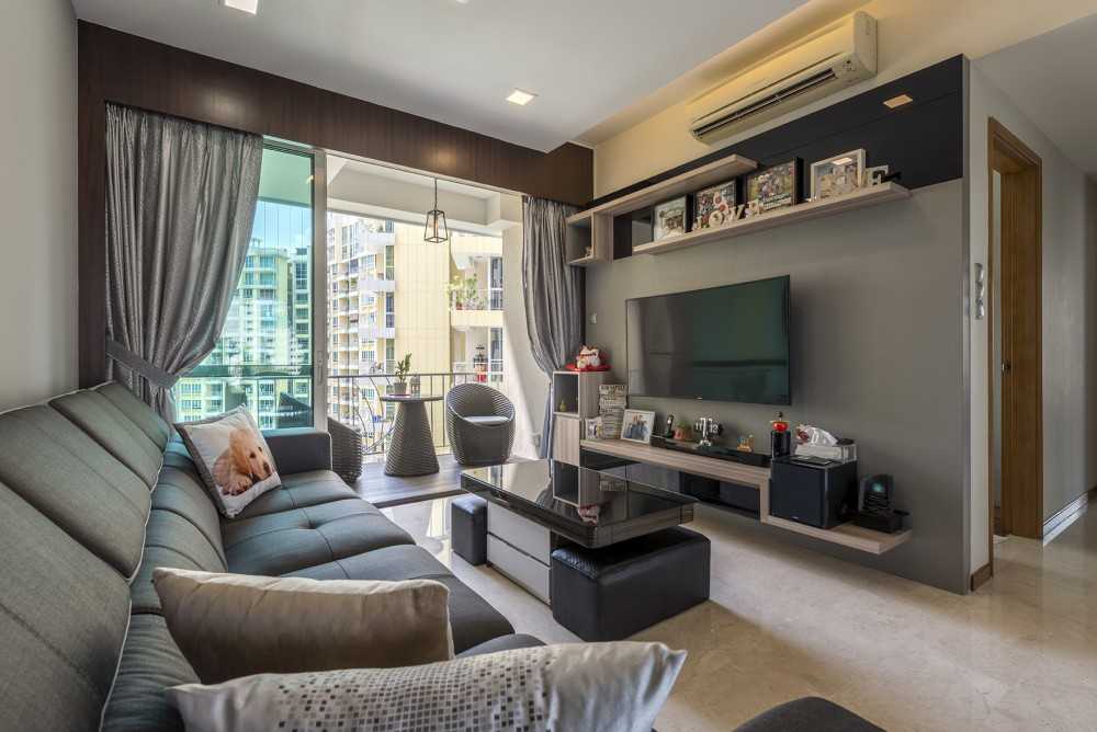 Modern Living Room with Feature Wall and Drop Light