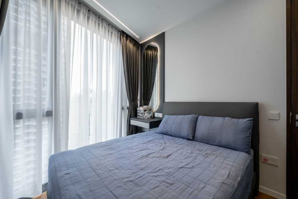 Scandinavian Bedroom with Bedside Table and Queen Bed