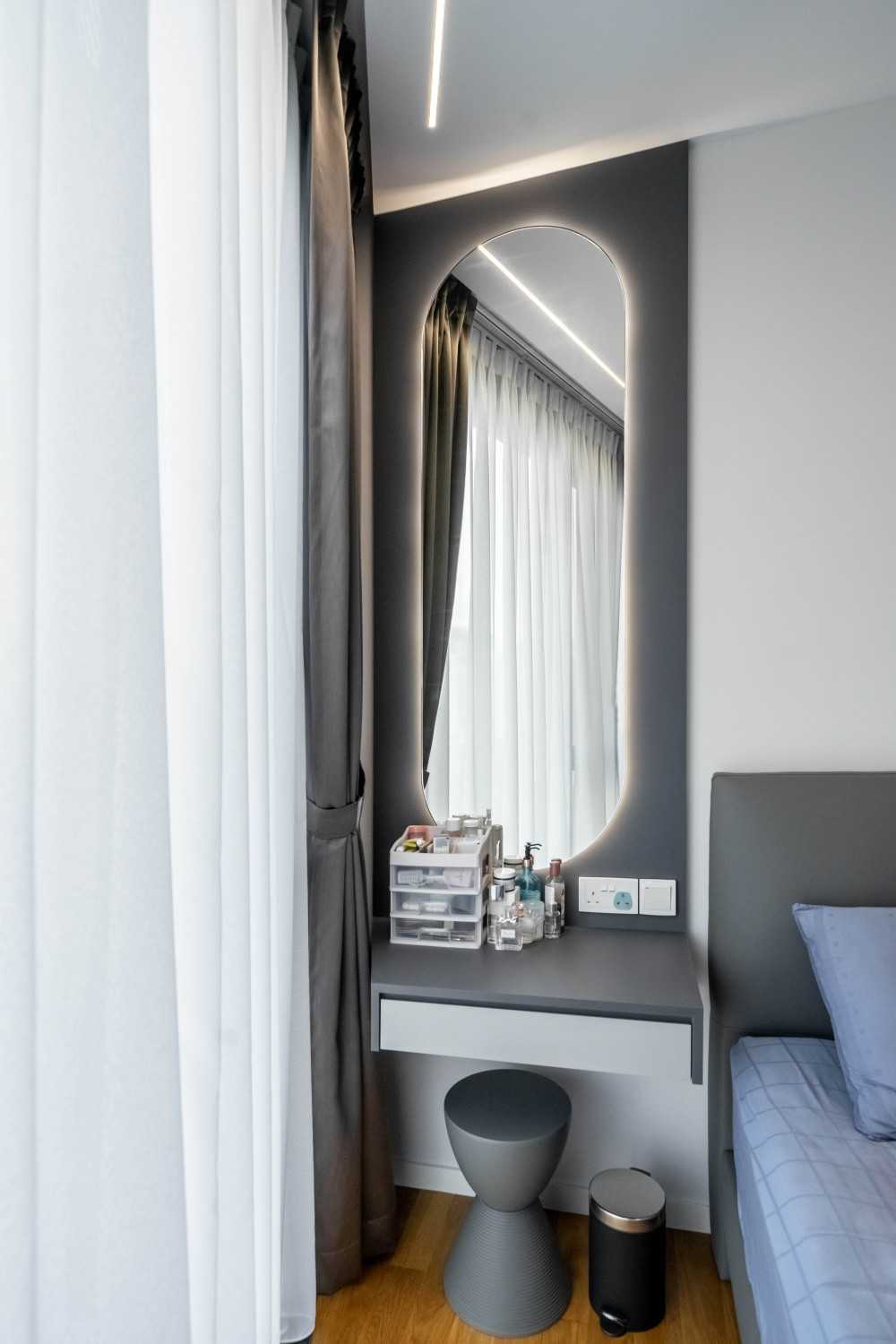 Scandinavian Bedroom with Drop Ceiling and Built-in Bed