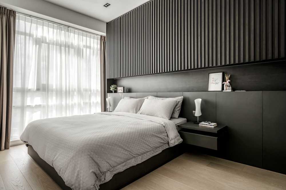 Minimalist Bedroom with Built-in Bed and Bedside Table