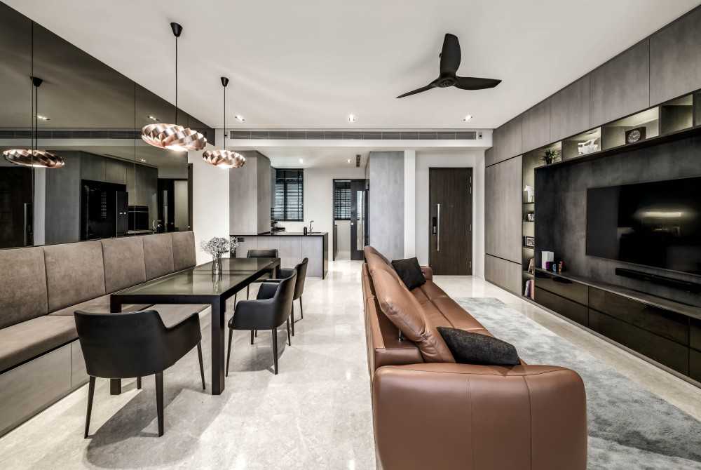 Minimalist Living Room with Carpet and Sofa