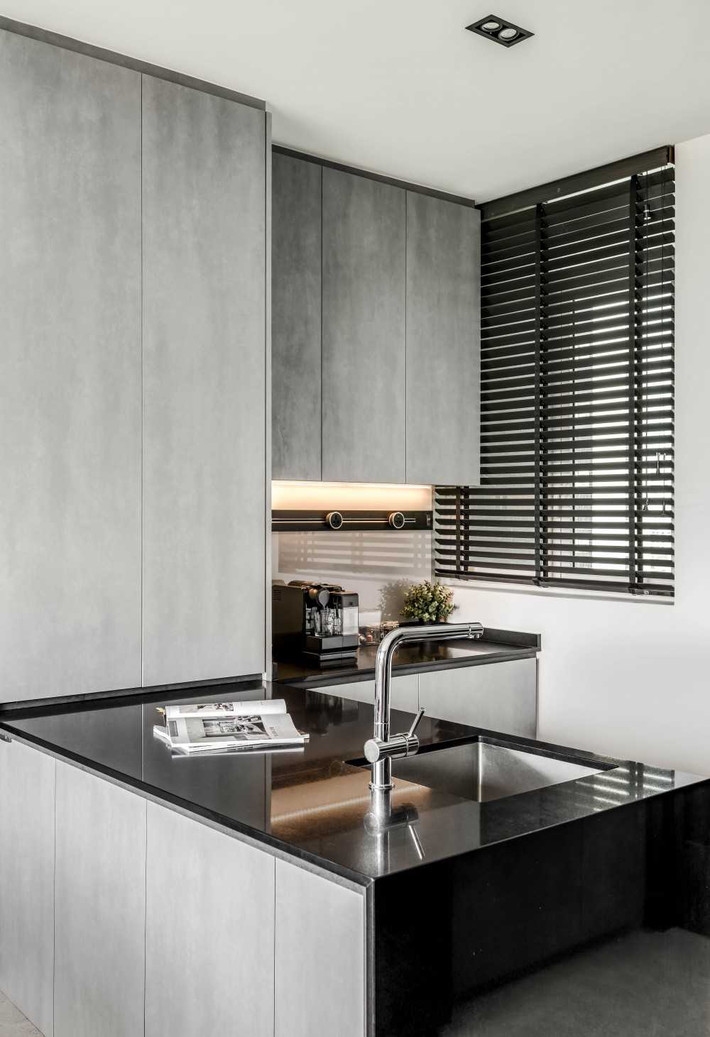 Minimalist Kitchen with Countertop and Kitchen Window