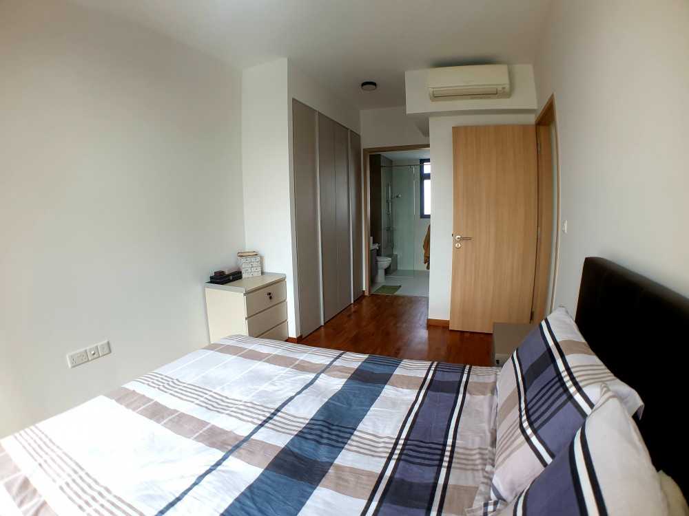Modern Bedroom with Parquet Floor and Wardrobe