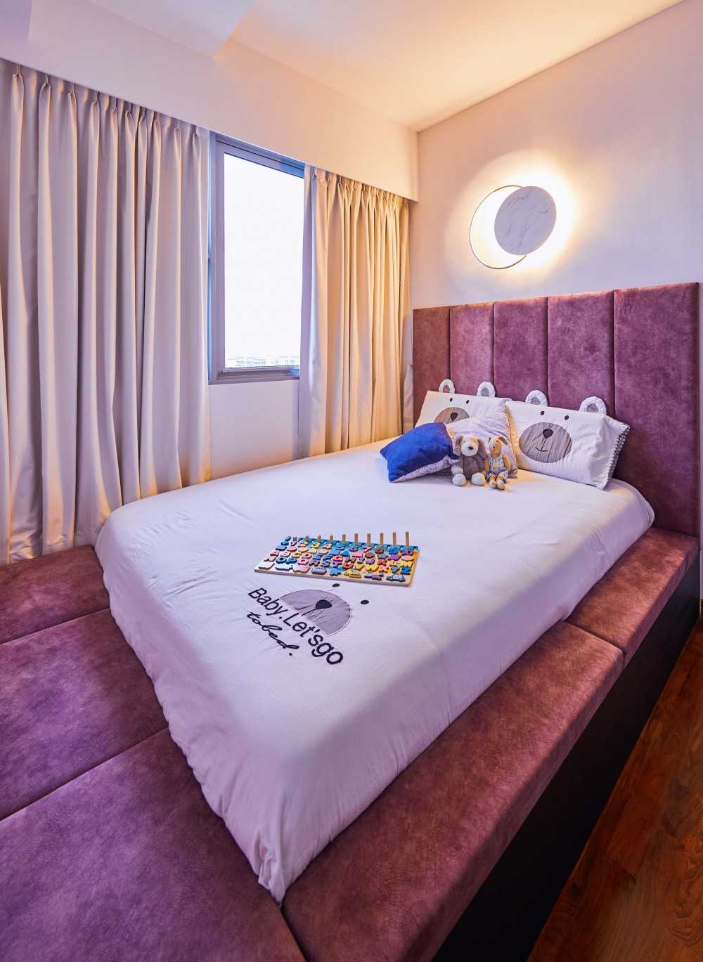 Contemporary Bedroom with Platform Bed and Children's Beds