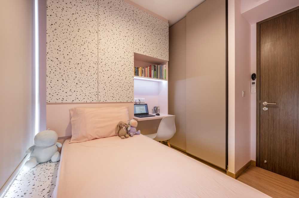 Modern Kids Room with Platform Bed and Wardrobe